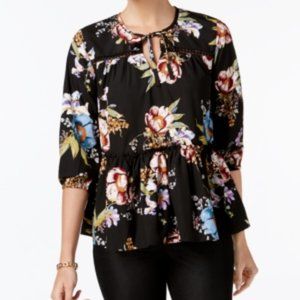 Women's Floral Print Ruffled Peasant Top